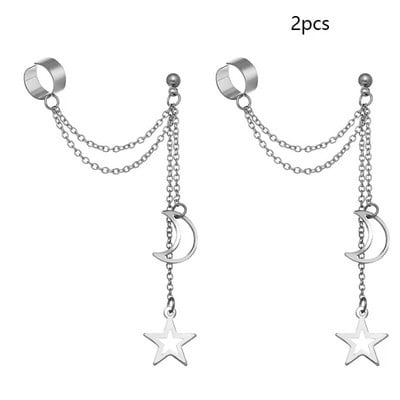 Srebrne naušnice s kopčama s lišćem za žene i muškarce, kreativne, jednostavne C manžetne za uši bez piercinga, set štipaljki za uši, trend nakita, poklon