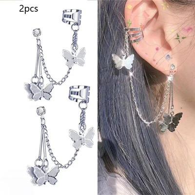 Srebrne naušnice s kopčama s lišćem za žene i muškarce, kreativne, jednostavne C manžetne za uši bez piercinga, set štipaljki za uši, trend nakita, poklon