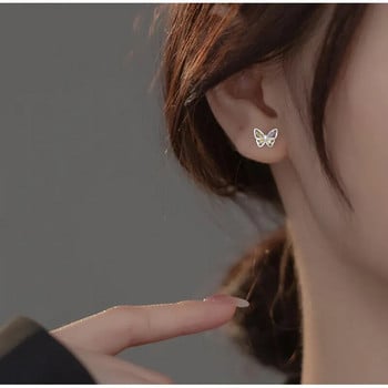 Корейски 925 сребърни игли Трагус Пиърсинг Helix Studs Обеци за жени 2 бр. Пеперуда Сърце Модерни бижута за тяло за пиърсинг на уши