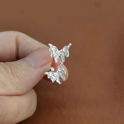 Koreai 925 ezüst tűk Tragus Piercing Helix Studs Fülbevaló Női 2 db Pillangó Szív Divatos Fül Piercing Testékszer