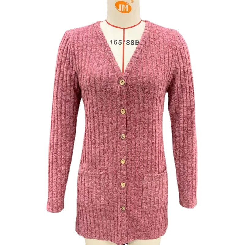 Setiadia Jesen Ženska kardigan jakna dugih rukava s jamičastim prugama, mat jednobojne majice s gumbima Za modnu žensku odjeću 2023.