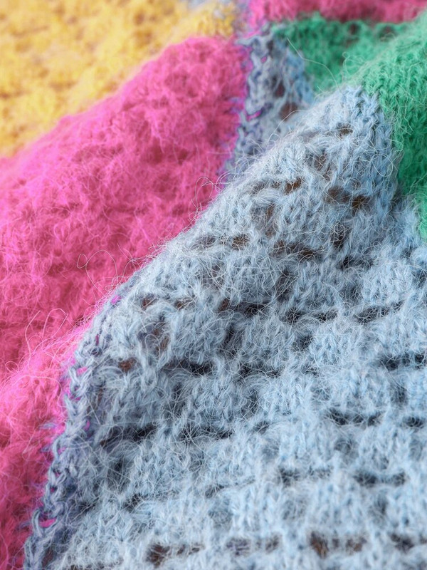 Dobs, krāsains džemperis sieviešu džemperis rudens garajām piedurknēm, raibs sieviešu džemperi 2023. gada elegants ikdienas sieviešu tops