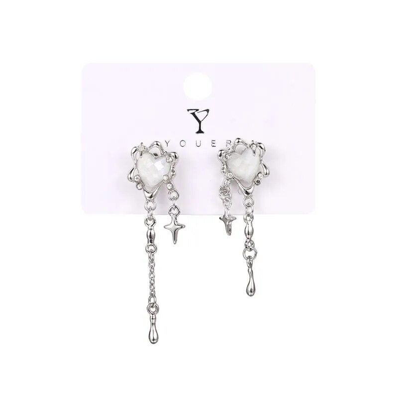 Nepravilne naušnice sa zvijezdama u obliku srca, ženski dizajn, stariji osjećaj za modu, osobnost, naušnice 2023. Y2K, trendi nakit za zabave, poklon