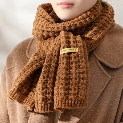 Нов зимен плетен шал Модни дамски дълги шалове Женски ретро голям шал Мек топъл удебелен вълнен шал от пашмина
