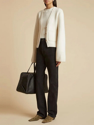 Sieviešu elegants V veida kakla izgriezuma jaciņš ar vienrindu dāmu modes vienkrāsains jakas ar garām piedurknēm kabatas jakas Sieviešu ikdienas ielas trikotāžas tops