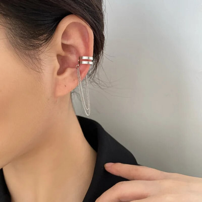 Srebrne boje Crystal Tassel Non-Pircing Manžeta za uho, naušnica s štipaljkom za žene, sjajni lanac od vještačkih dijamanata, lažni nakit za piercing hrskavice