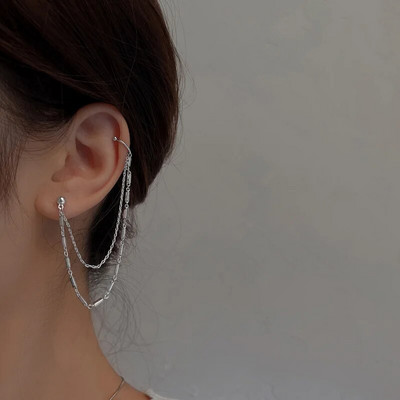 Srebrne boje Crystal Tassel Non-Pircing Manžeta za uho, naušnica s štipaljkom za žene, sjajni lanac od vještačkih dijamanata, lažni nakit za piercing hrskavice