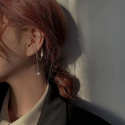 Srebrne boje Crystal Tassel Non-Pircing Manžeta za uho, naušnica s štipaljkom za žene, sjajni lanac od vještačkih dijamanata, lažni nakit za piercing hrskavice