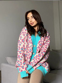 Pleteni kardigan s leopard uzorkom Ženski jednoredni jesenski pulover s V-izrezom kontrastnih boja Ženska zimska majica dugih rukava 2023.