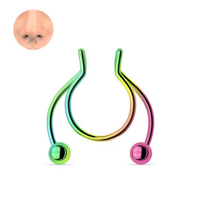 Punk Női Férfi Hamis Piering Orrgyűrű Fülbevaló Divat Nem Piercing Orrcsipsz Rozsdamentes Acél Perforált Septum Testékszerek