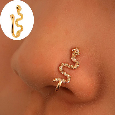 Punk Női Férfi Hamis Piering Orrgyűrű Fülbevaló Divat Nem Piercing Orrcsipsz Rozsdamentes Acél Perforált Septum Testékszerek