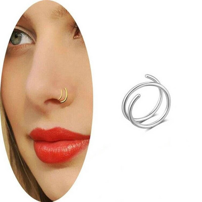 Punk Női Férfi Hamis Piering Orrgyűrű Fülbevaló Divat Nem Piercing Orrcsipsz Rozsdamentes Acél Perforált Septum Testékszerek