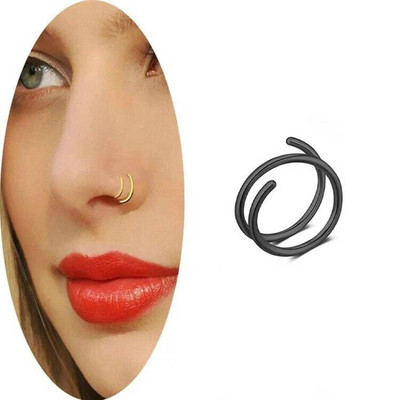 Punk Női Férfi Hamis Piering Orrgyűrű Fülbevaló Divat Nem Piercing Orrcsipsz Rozsdamentes Acél Perforált Septum Testékszerek