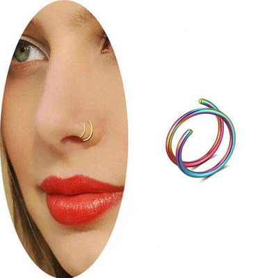 Punk Női Férfi Hamis Piering Orrgyűrű Fülbevaló Divat Nem Piercing Orrcsipsz Rozsdamentes Acél Perforált Septum Testékszerek