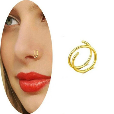 Punk Női Férfi Hamis Piering Orrgyűrű Fülbevaló Divat Nem Piercing Orrcsipsz Rozsdamentes Acél Perforált Septum Testékszerek