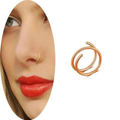 Punk Női Férfi Hamis Piering Orrgyűrű Fülbevaló Divat Nem Piercing Orrcsipsz Rozsdamentes Acél Perforált Septum Testékszerek