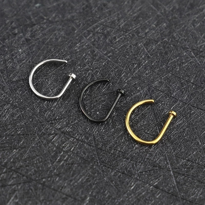 Punk Női Férfi Hamis Piering Orrgyűrű Fülbevaló Divat Nem Piercing Orrcsipsz Rozsdamentes Acél Perforált Septum Testékszerek