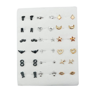 36/18 pari višebojnih Cryatal crtanih Star Moon hipoalergenih plastičnih naušnica za žene, djevojke, božićni darovi za vjenčanje