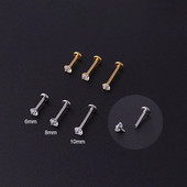1Pc naušnica za piercing od nehrđajućeg čelika Tragus klin Crystal Labret Ear Studs Naušnica za hrskavicu za žene Piercing Body Nap Nakit