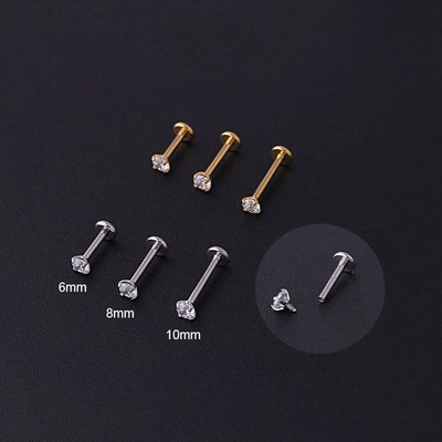 1Gb Nerūsējošā tērauda pīrsings auskars Tragus Stud Crystal Labret Ear Studs Skrimšļa auskars sievietēm Pīrsings ķermeņa nap rotaslietas