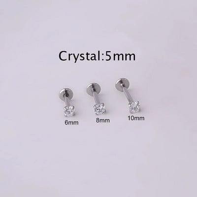 1Pc naušnica za piercing od nehrđajućeg čelika Tragus klin Crystal Labret Ear Studs Naušnica za hrskavicu za žene Piercing Body Nap Nakit