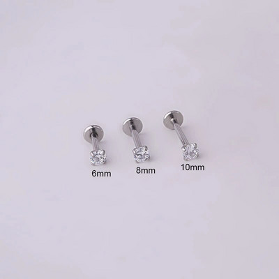 1Pc naušnica za piercing od nehrđajućeg čelika Tragus klin Crystal Labret Ear Studs Naušnica za hrskavicu za žene Piercing Body Nap Nakit