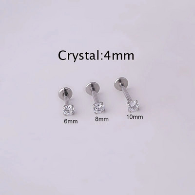 1Pc naušnica za piercing od nehrđajućeg čelika Tragus klin Crystal Labret Ear Studs Naušnica za hrskavicu za žene Piercing Body Nap Nakit