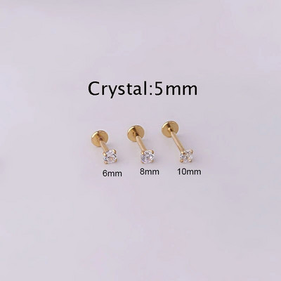 1Pc naušnica za piercing od nehrđajućeg čelika Tragus klin Crystal Labret Ear Studs Naušnica za hrskavicu za žene Piercing Body Nap Nakit