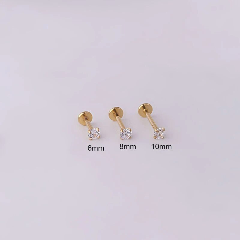 1Pc naušnica za piercing od nehrđajućeg čelika Tragus klin Crystal Labret Ear Studs Naušnica za hrskavicu za žene Piercing Body Nap Nakit