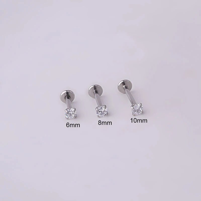 1Pc naušnica za piercing od nehrđajućeg čelika Tragus klin Crystal Labret Ear Studs Naušnica za hrskavicu za žene Piercing Body Nap Nakit