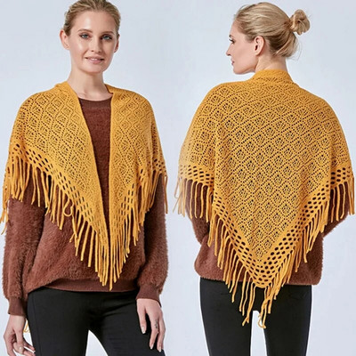 Modni jednobojni klima uređaj Topli vuneni pleteni šal Ženska zima Hladna marama od kašmira s resama cvijeta Šuplji trokut T78