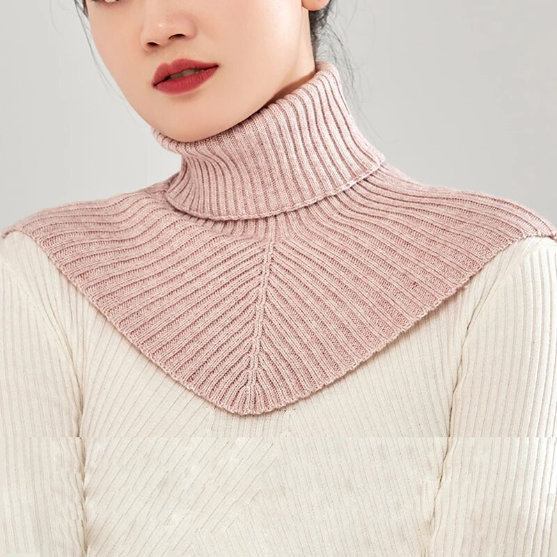 Γυναικείο μάλλινο πλεκτό λαιμόκοψη Χειμερινού ακανόνιστου σχεδίου Μαντίλι με ζιβάγκο Δαχτυλίδι κασκόλ Ζεστό κασμίρ κοντό μοδάτο ψεύτικο γιακά