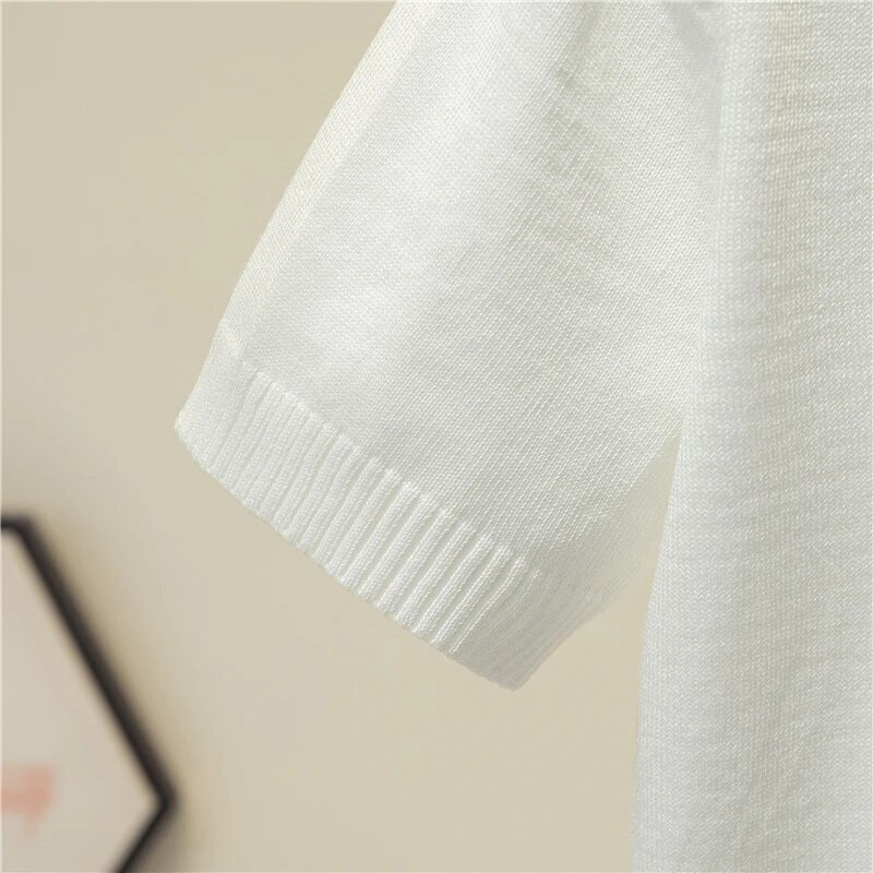 LJSXLS Sieviešu džemperis ar īsām piedurknēm, sieviešu džemperis ar V kakla izgriezumu, vienrindas sieviešu džemperis ar īsām piedurknēm.