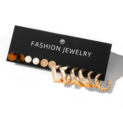 FNIO Ženski set naušnica Biserne naušnice za žene Boemski modni nakit 2020. Geometrijske naušnice s nitnama u obliku srca