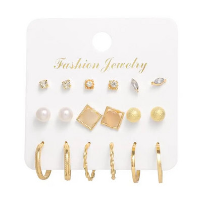 FNIO Ženski set naušnica Biserne naušnice za žene Boemski modni nakit 2020. Geometrijske naušnice s nitnama u obliku srca