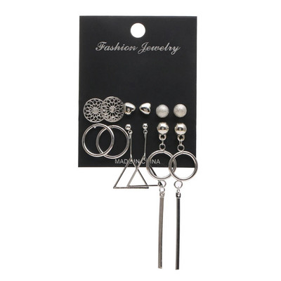 FNIO Ženski set naušnica Biserne naušnice za žene Boemski modni nakit 2020. Geometrijske naušnice s nitnama u obliku srca