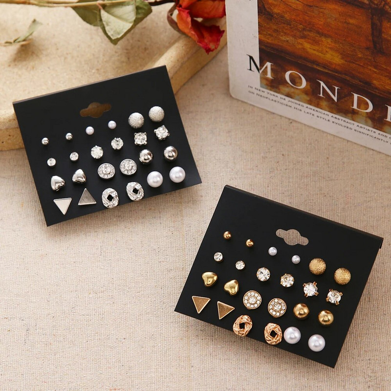 FNIO Ženski set naušnica Biserne naušnice za žene Boemski modni nakit 2020. Geometrijske naušnice s nitnama u obliku srca