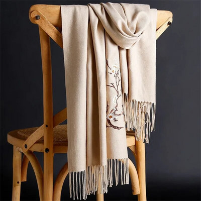 LaMaxPa 2018 uus talvine soe soliidne sall naistele/daamile pehme villane pashmina sallid lille tikandid kašmiir naiste mähised keebid