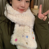 Rudens un ziemas jauna modes krāsa poga plīša piena balts sieviešu šalle, sabiezināta siltumā, ietīta ar šalli