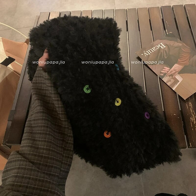 Rudens un ziemas jauna modes krāsa poga plīša piena balts sieviešu šalle, sabiezināta siltumā, ietīta ar šalli