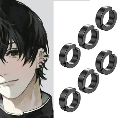 Аниме Chainsaw Man Yoshida Hirofumi Cosplay Ear Clip Earrings Women Men Punk Black No Piercing Fake Ear Circle Нови поп бижута