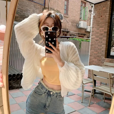 Džemper s pletenim džemperom Ženski kaput Jesen Zima 2023. Ležerni široki ženski kardigani Top korejski stil Ženska pletenina Pull Femme