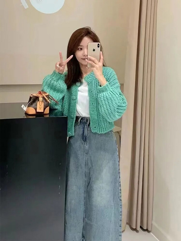 Džemper s pletenim džemperom Ženski kaput Jesen Zima 2023. Ležerni široki ženski kardigani Top korejski stil Ženska pletenina Pull Femme