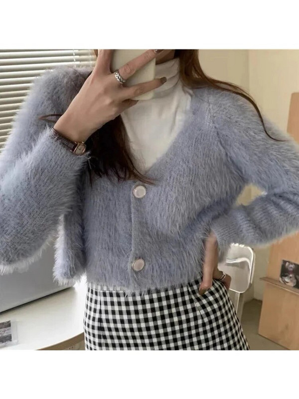 Džemper s pletenim džemperom Ženski kaput Jesen Zima 2023. Ležerni široki ženski kardigani Top korejski stil Ženska pletenina Pull Femme