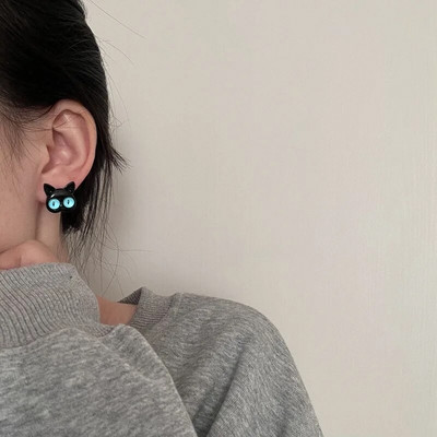 Jauna modes, ar rokām darināta multfilma 3D polimēru māla dzīvnieku auskari sievietēm, jauki kaķu auskari ar ausīm, rotaslietas meitenēm