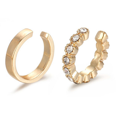 2023. aasta uus saabumine mitmevärviline CZ kristallist kõrvamansett, virnastatav C-kujuline kõrvaklambrid ilma augustatud kõhreta kõrvarõngasteta naiste kõrvaklappidele