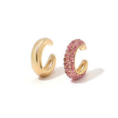 2023. aasta uus saabumine mitmevärviline CZ kristallist kõrvamansett, virnastatav C-kujuline kõrvaklambrid ilma augustatud kõhreta kõrvarõngasteta naiste kõrvaklappidele