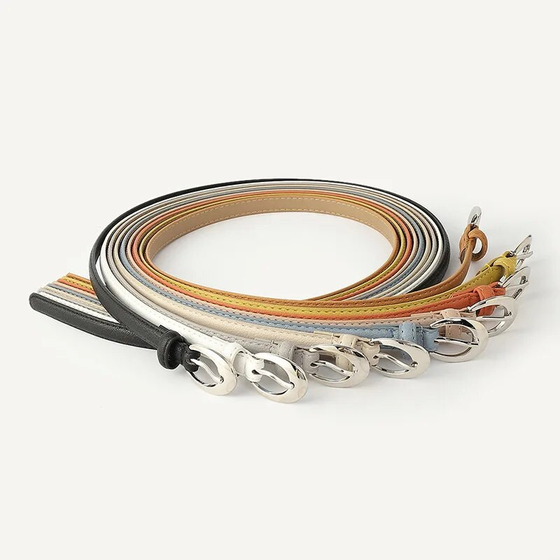 Ženski remeni od PU kože Jednostavna srebrna kopča Tanki remen Ženske haljine Jean Hlače Remeni za žene Luksuzni dizajnerski brend