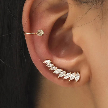 VAGZEB Bohemian NO Piercing Crystal Rhinestone Ear Cuff Wrap Stud Clip Earrings For Women Girl Trendy Earrings Jewelry Bijoux