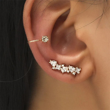 VAGZEB Bohemian NO Piercing Crystal Rhinestone Ear Cuff Wrap Stud Clip Earrings For Women Girl Trendy Earrings Jewelry Bijoux